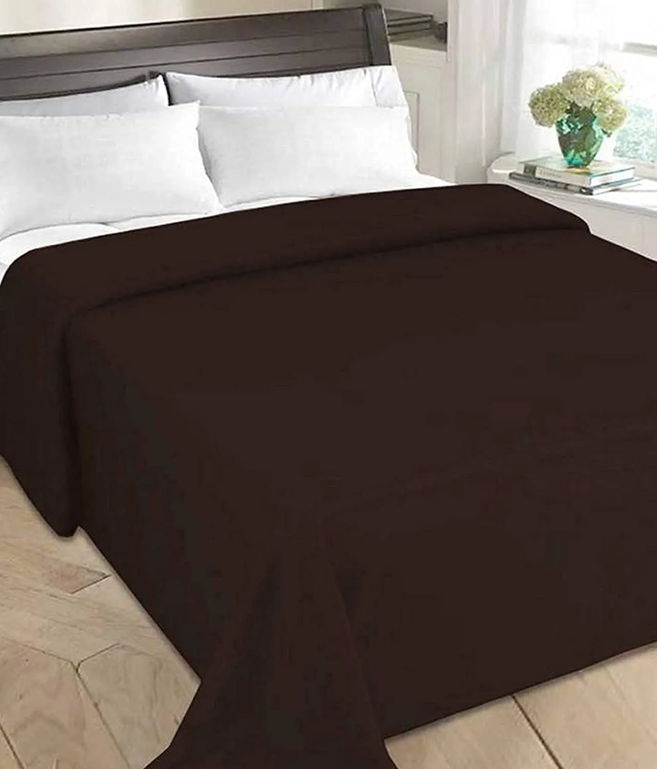 Aapno Rajasthan Soft and Lightweight Mild Winter Polar Fleece AC Blanket - Single Bed - Brown - Pack of 2