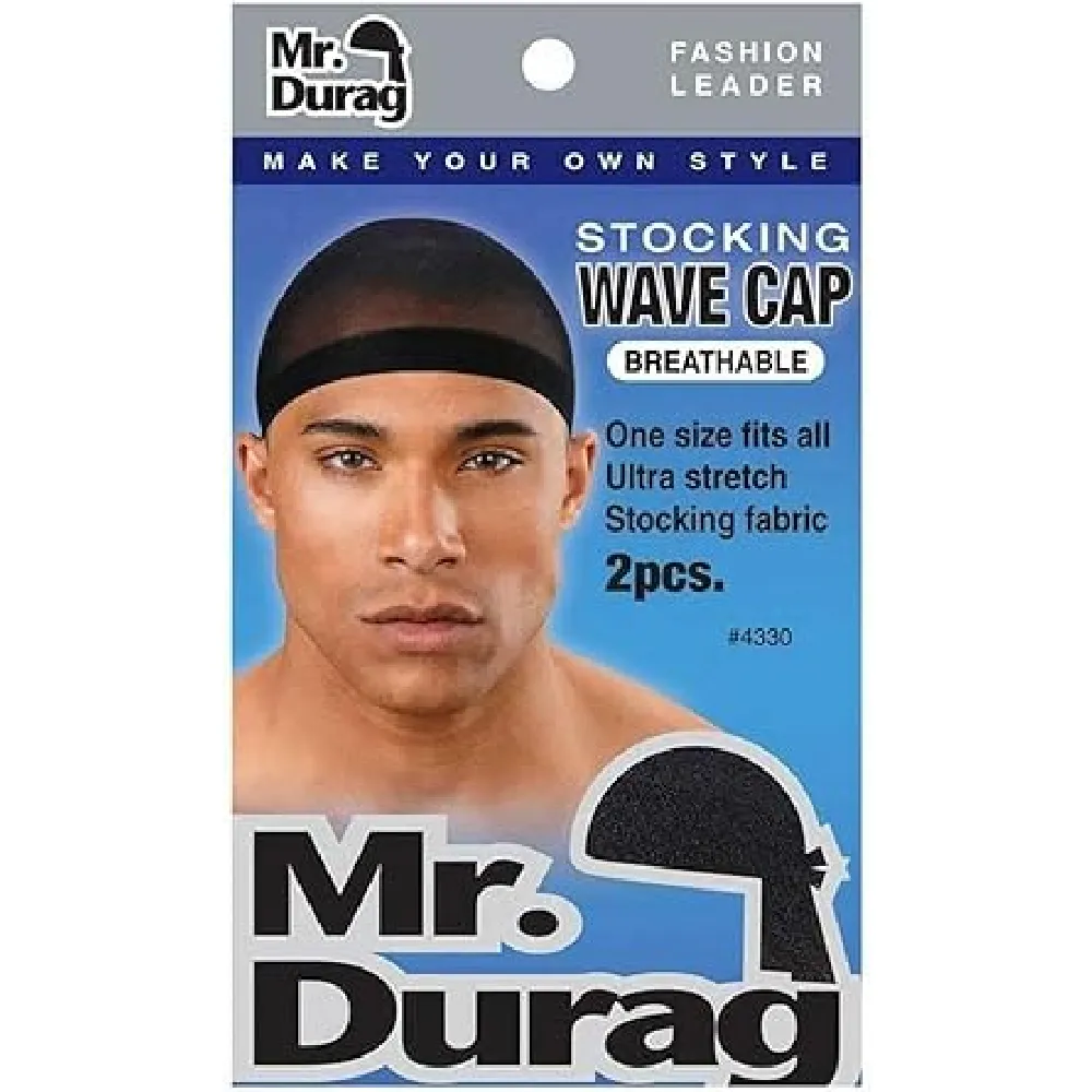 Annie Mr. Durag Breathable Stocking Wave Cap Black 2 PCS #4330