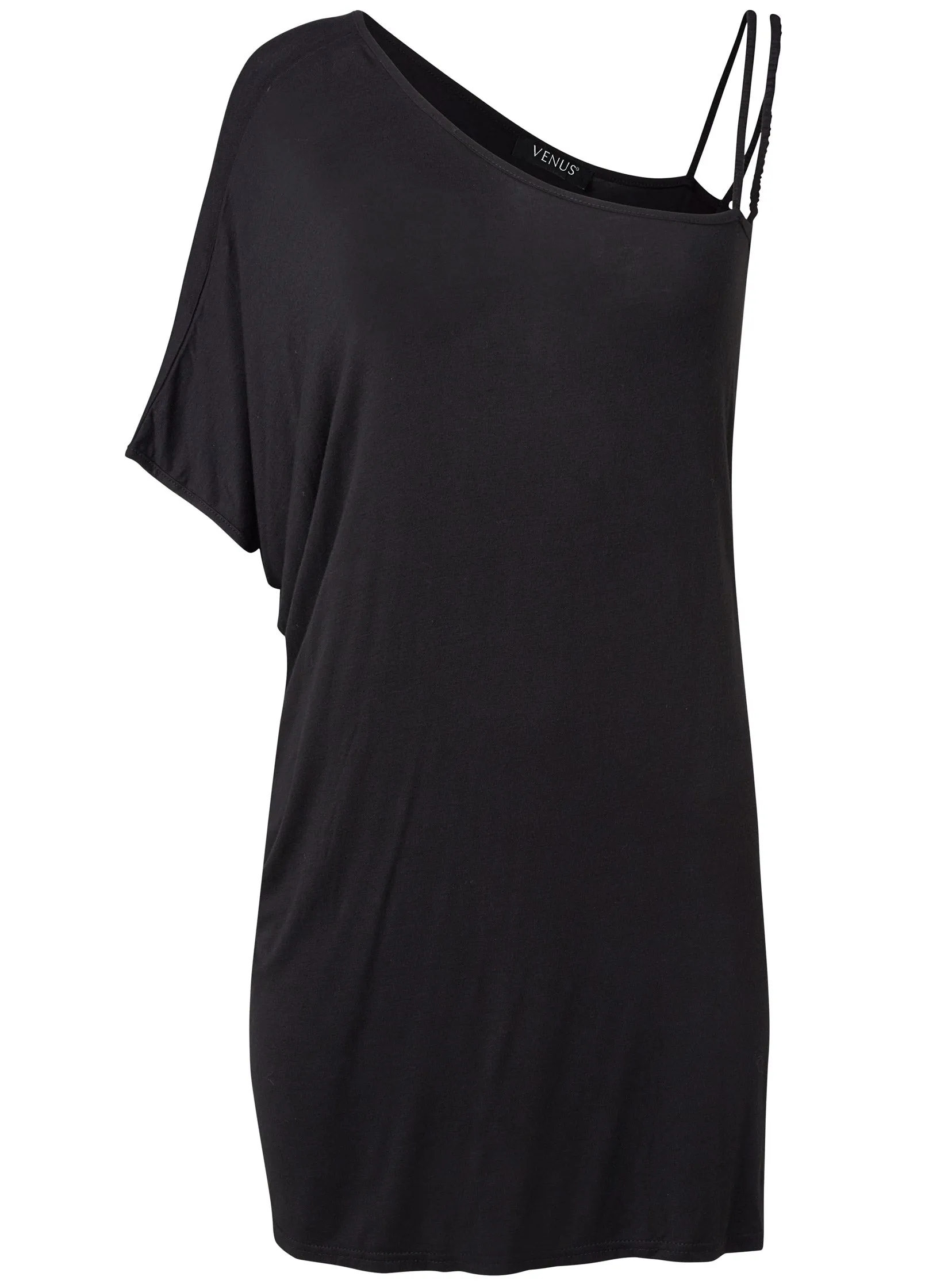 Asymmetrical Strappy Tunic - Black