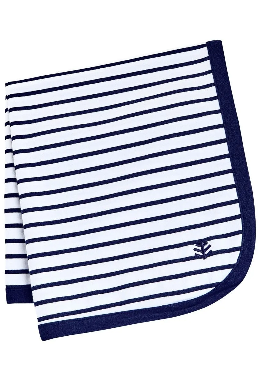 Baby Batibou Sun Blanket | White/Navy Stripe