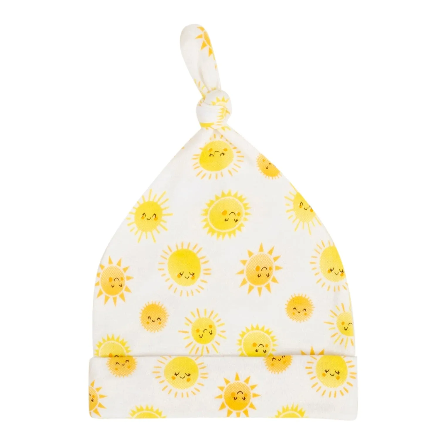 Baby Moo Mommy's Little Sunshine Knotted Infants Ultra Soft 100% Cotton All Season Pack of 3 Caps - Yellow