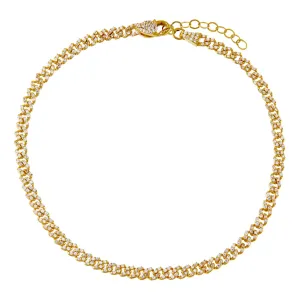 Baby Pavé Cuban Link Anklet