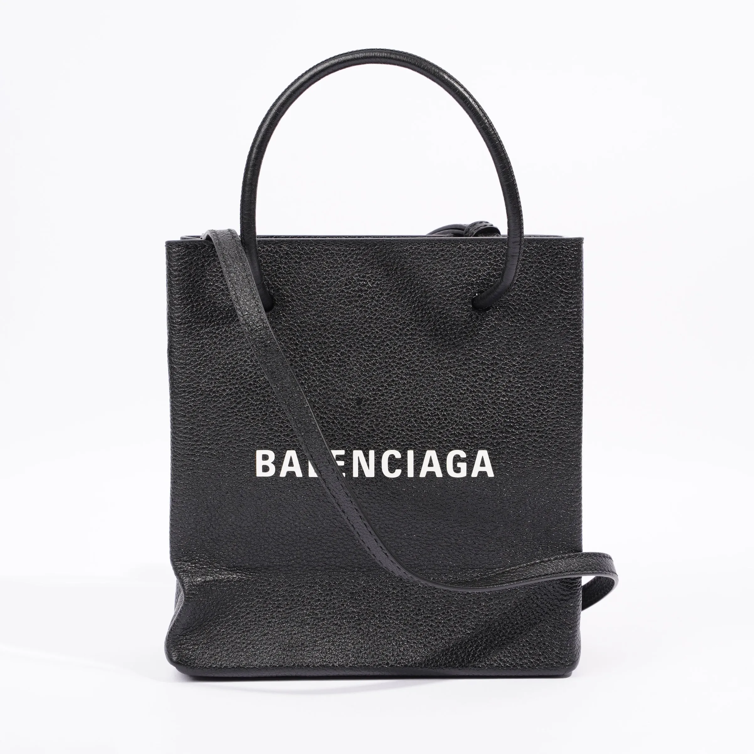 Balenciaga Shopping Tote Bag Black Leather XXS