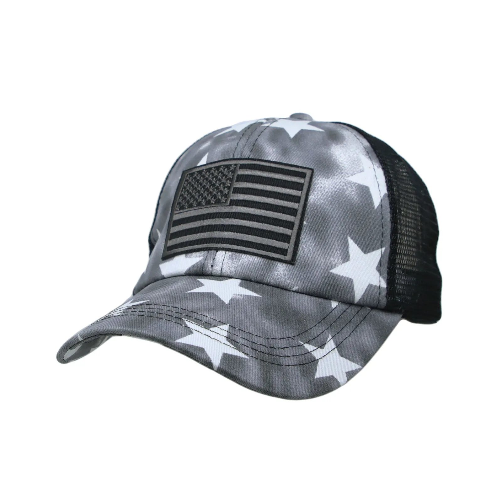 Baseball Cap American Flag Mesh Trucker Ponytail Hat YZM0087