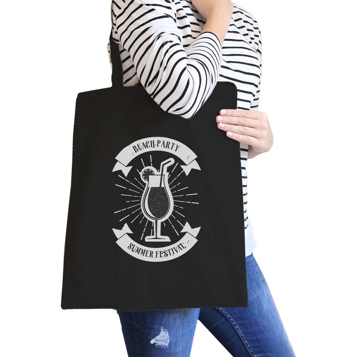 Beach Party Summer Festival Black Canvas Bags