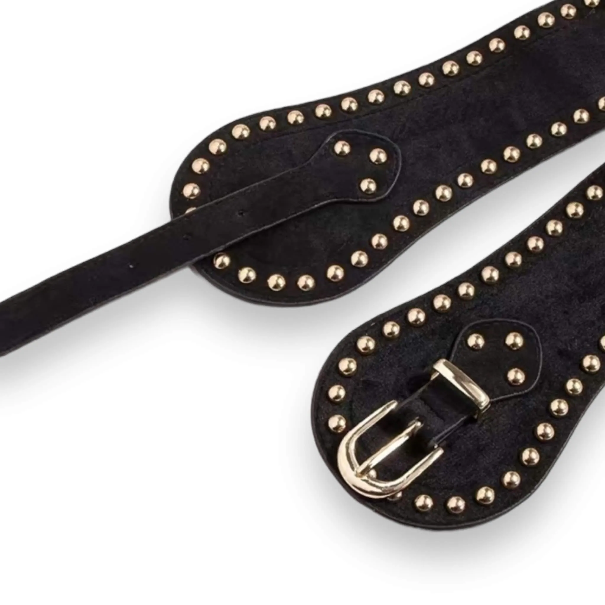 Black Suede Gold Studded Corset Belt