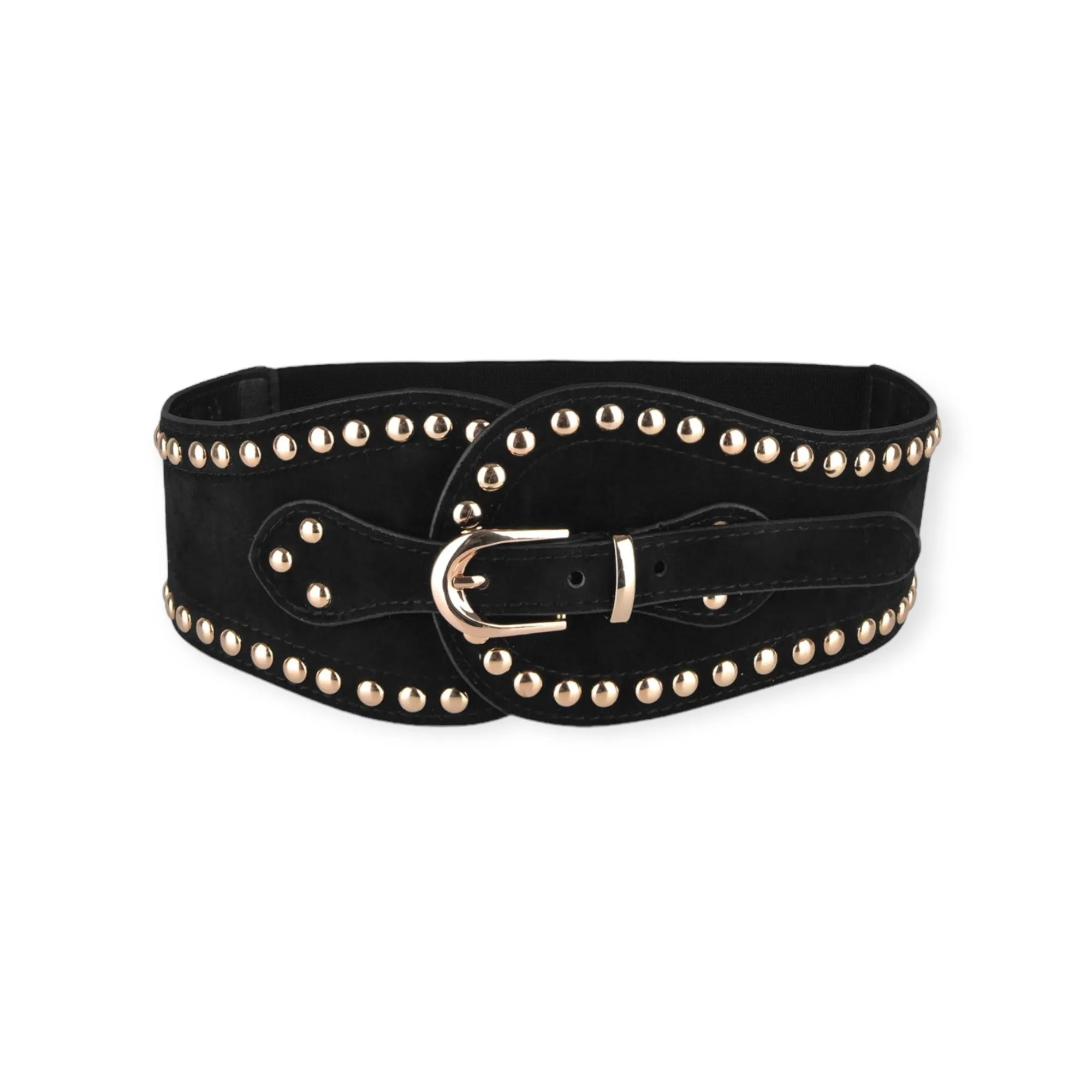 Black Suede Gold Studded Corset Belt