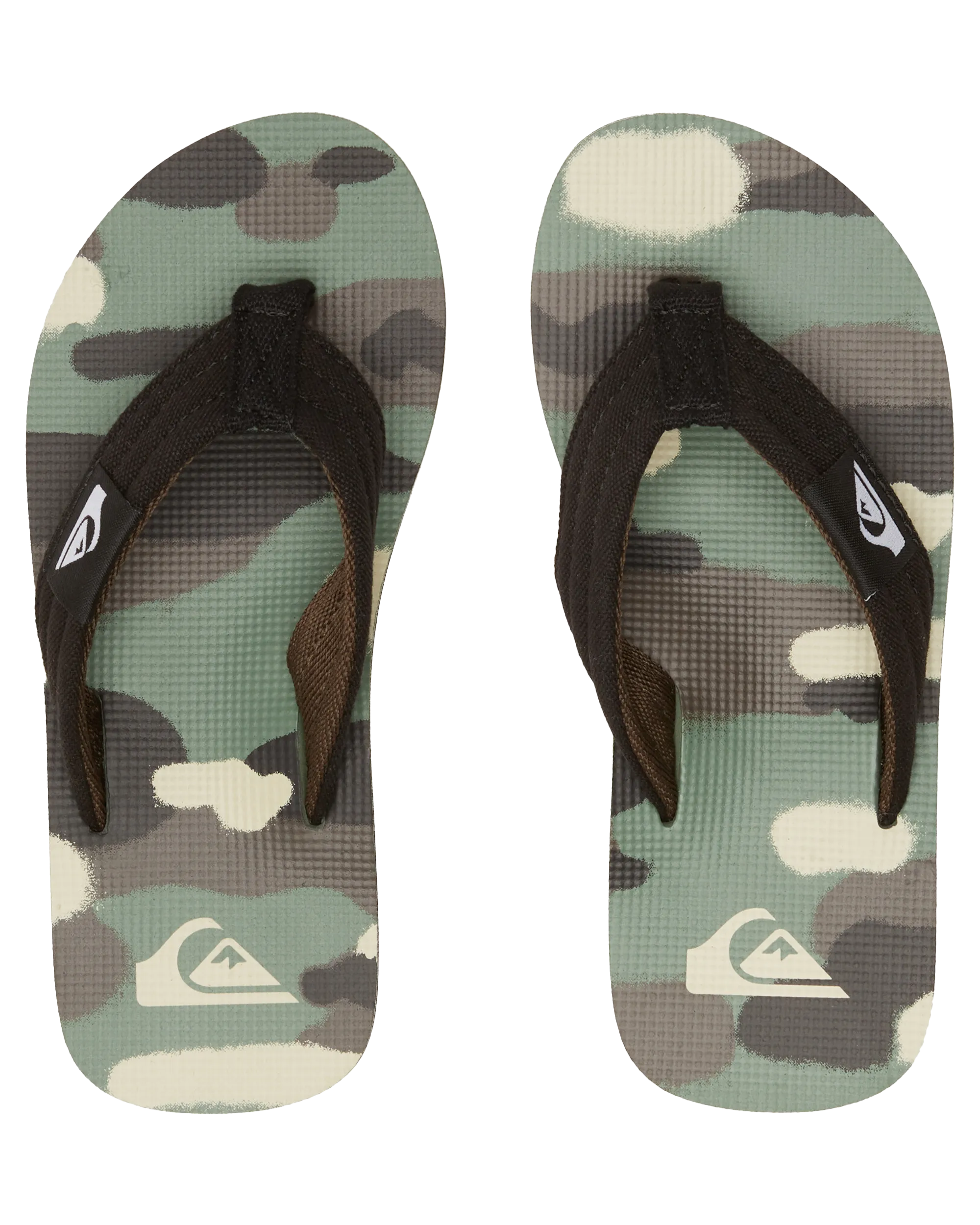 Boys Molokai Layback II Flip Flops in Black, Brown & Green