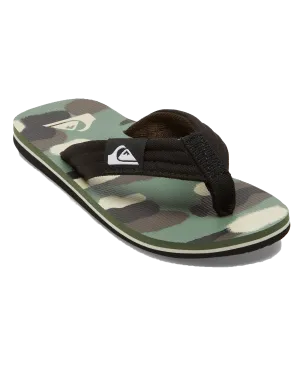 Boys Molokai Layback II Flip Flops in Black, Brown & Green