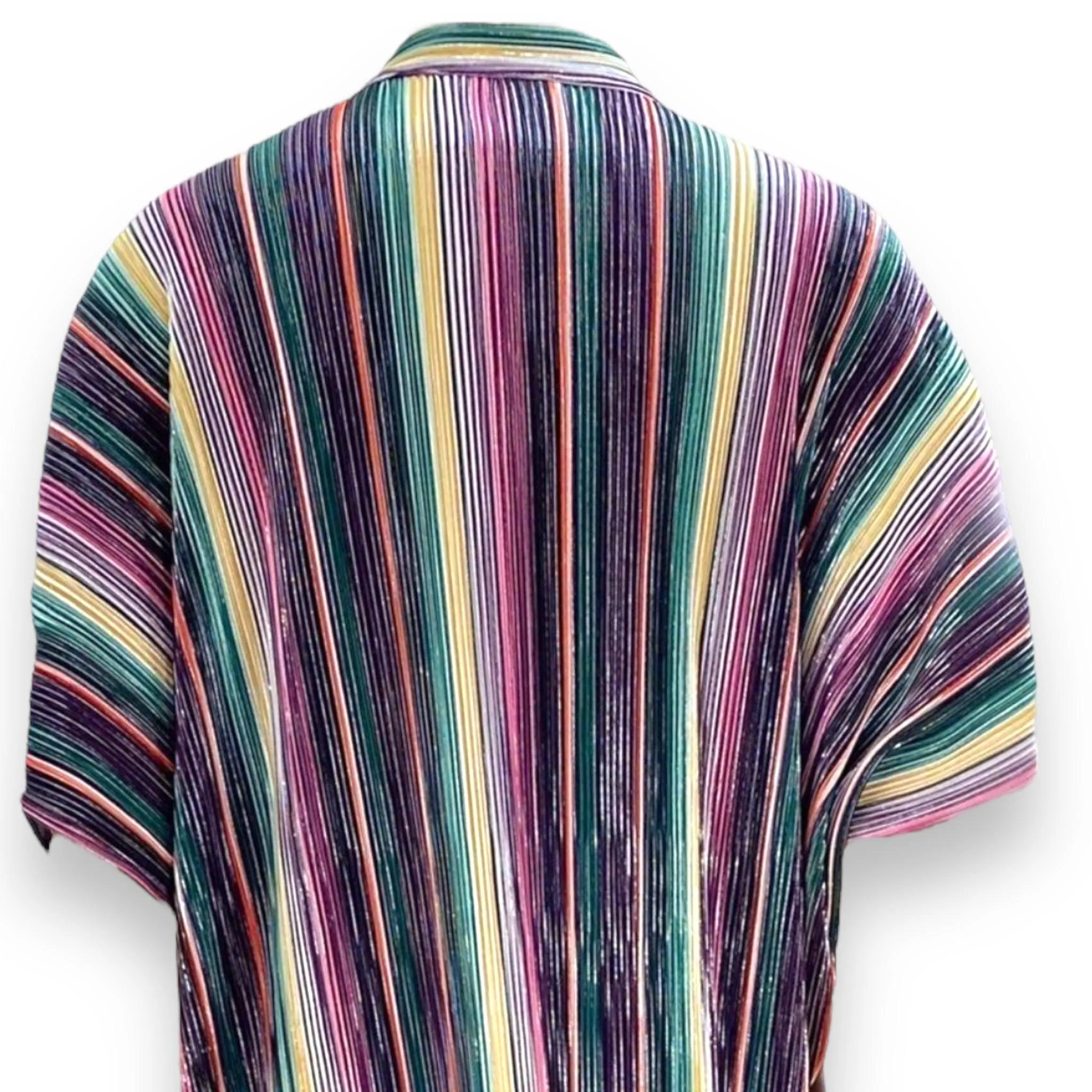 Colorful Plisse Striped Button Down Kaftan