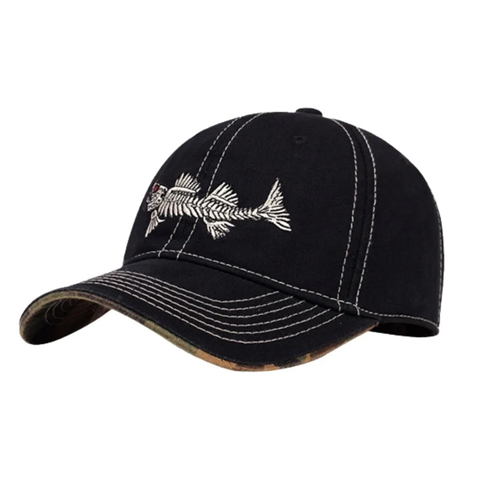 Cotton Fishing Hat Fish Bone Embroidery Trucker Dad Baseball Cap YZ10119