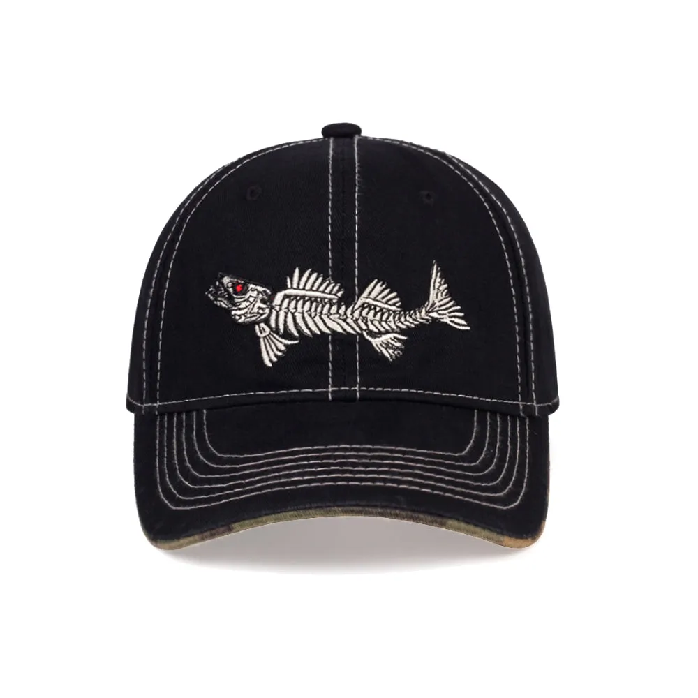 Cotton Fishing Hat Fish Bone Embroidery Trucker Dad Baseball Cap YZ10119