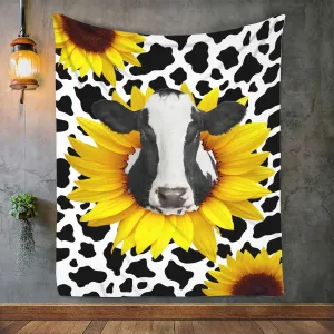 Cow Sun Flower Blanket