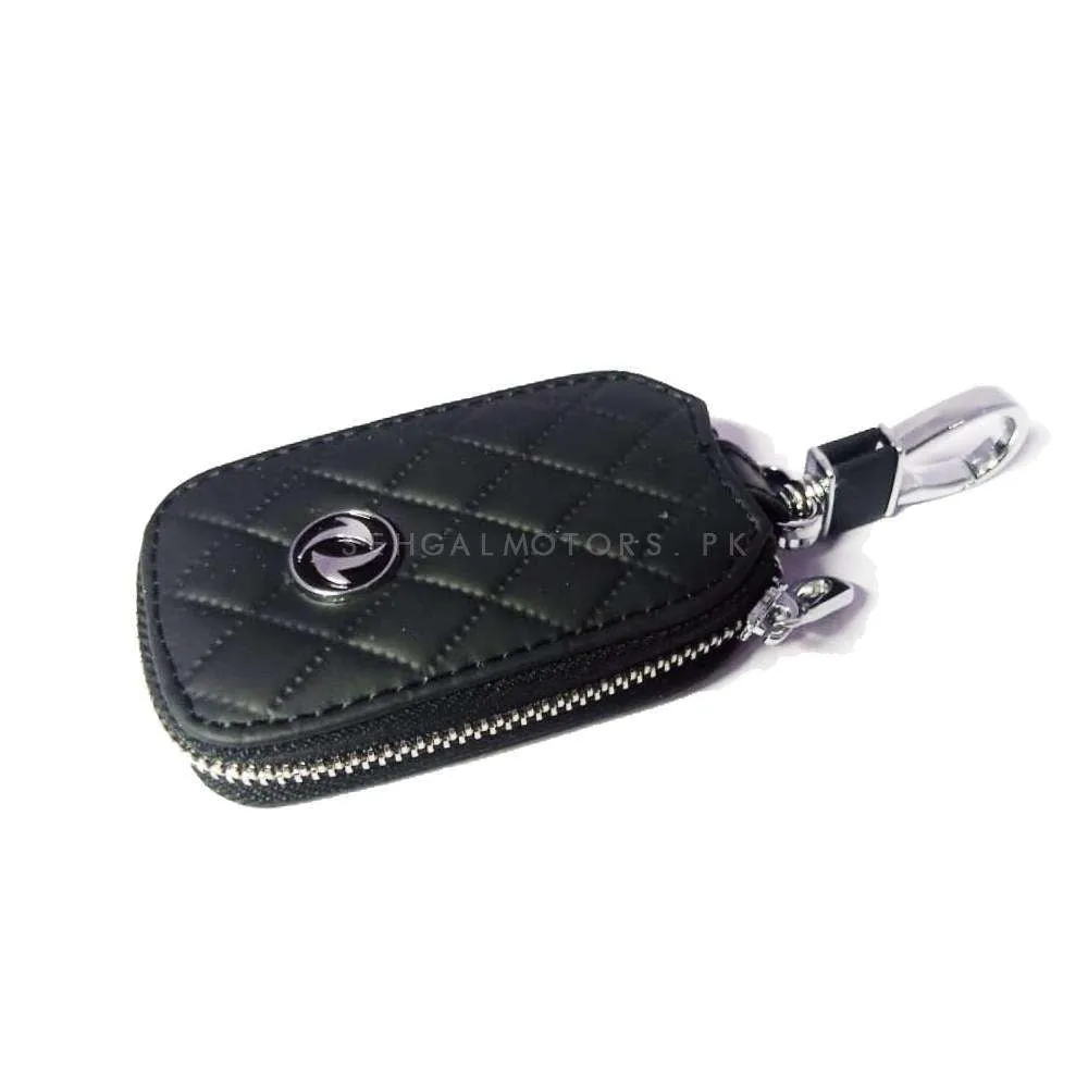 DFSK Zipper 7D Style Key Cover Pouch Black With Keychain Ring