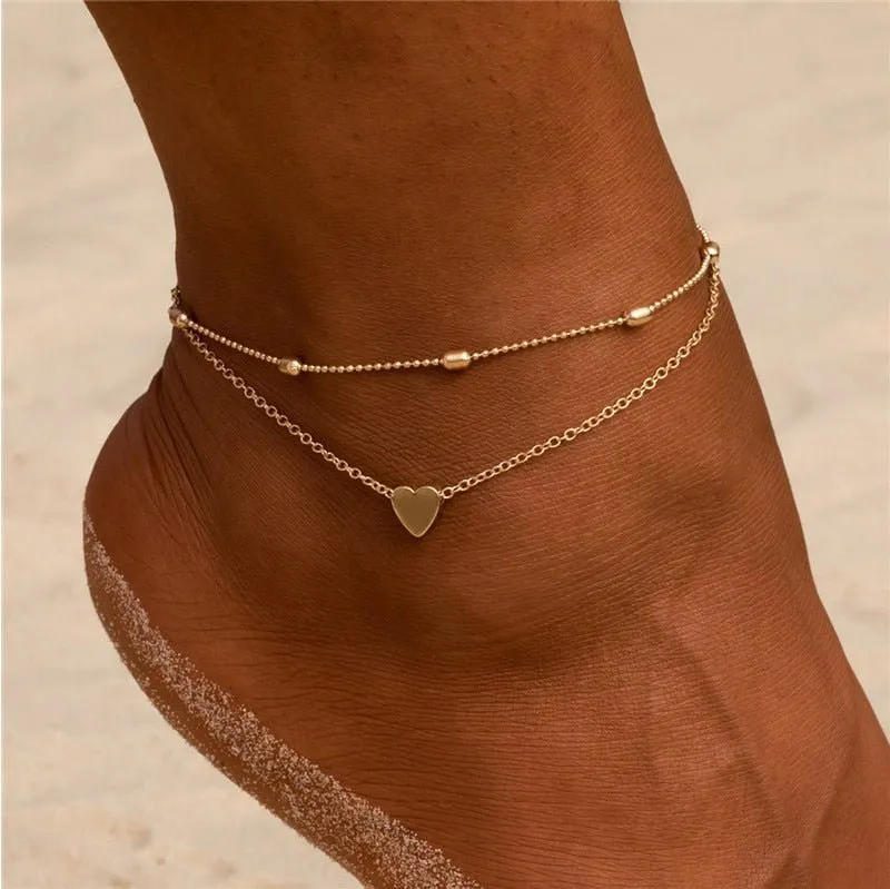 Double Heart Anklet