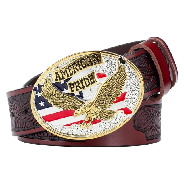 Eagle Buckle Genuine Leather Belt