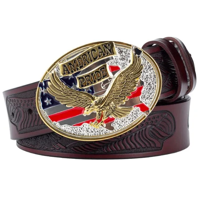 Eagle Buckle Genuine Leather Belt