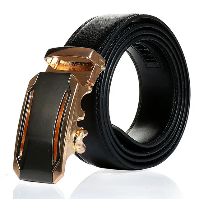 Famous Brand Belts For Men Cowskin Genuine Luxury Leather Men's Belts Strap Male Metal Automatic Buckle leather belt men 130CM