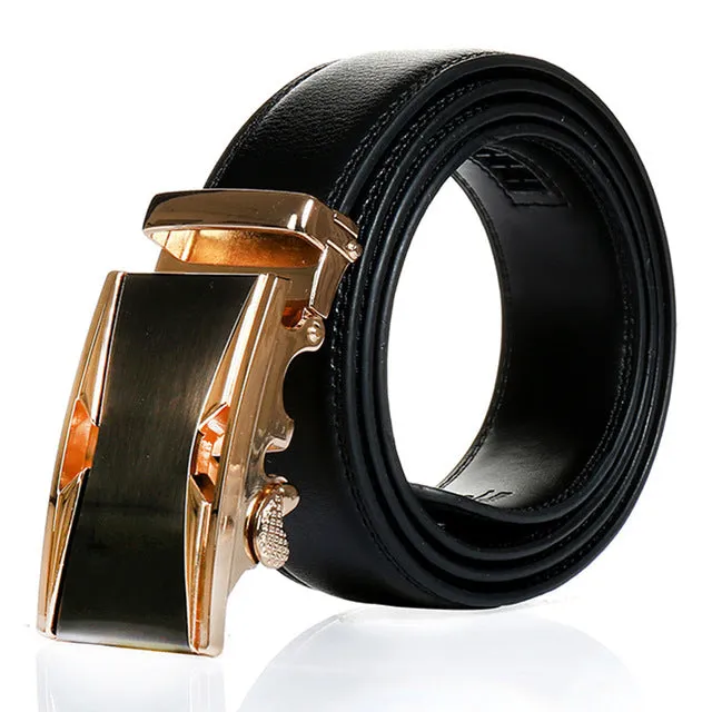 Famous Brand Belts For Men Cowskin Genuine Luxury Leather Men's Belts Strap Male Metal Automatic Buckle leather belt men 130CM