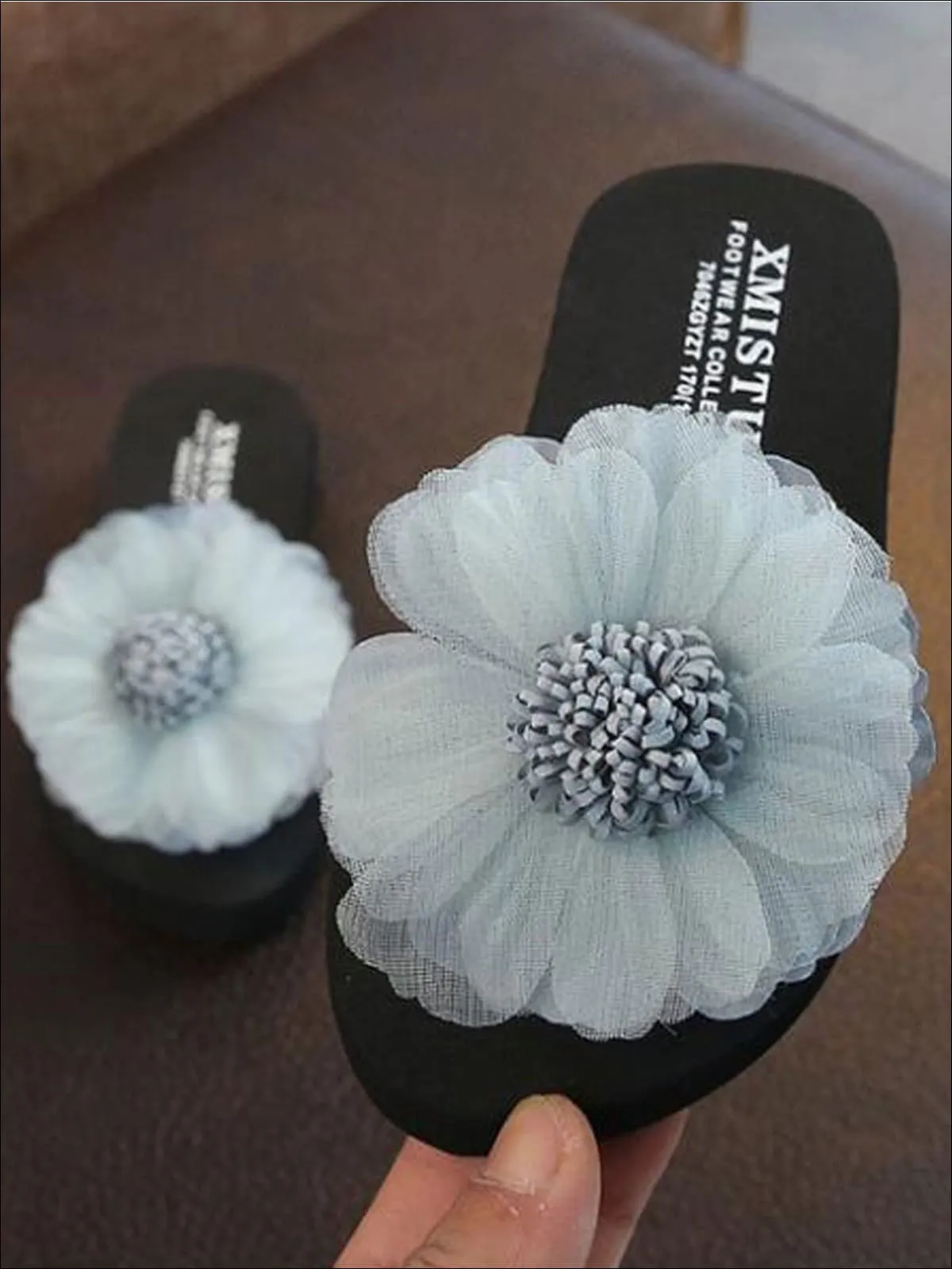 Girls Giant Embellished Flower Flip Flops By Liv and Mia