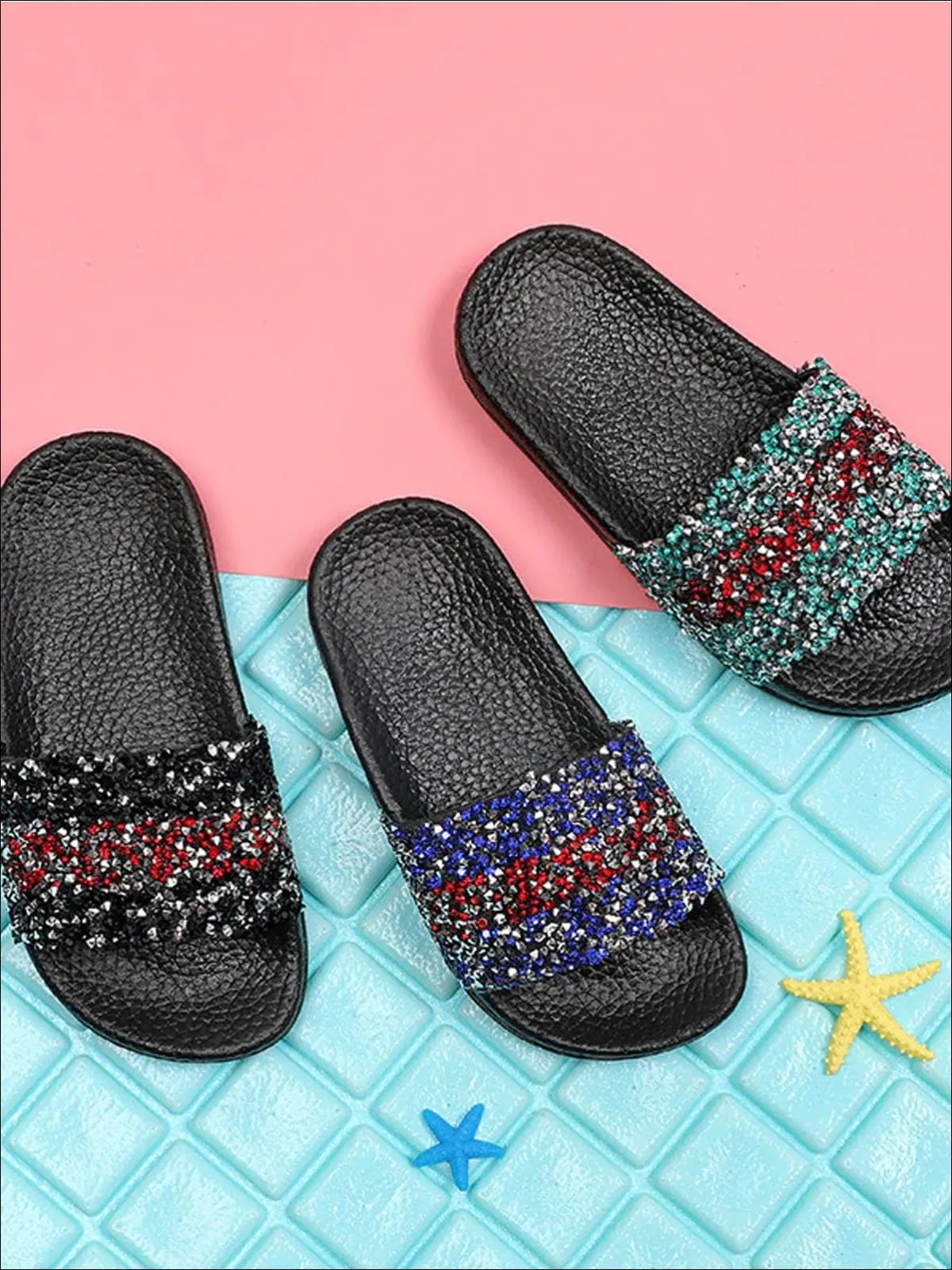 Girls Sequined Sparkling Flip Flops