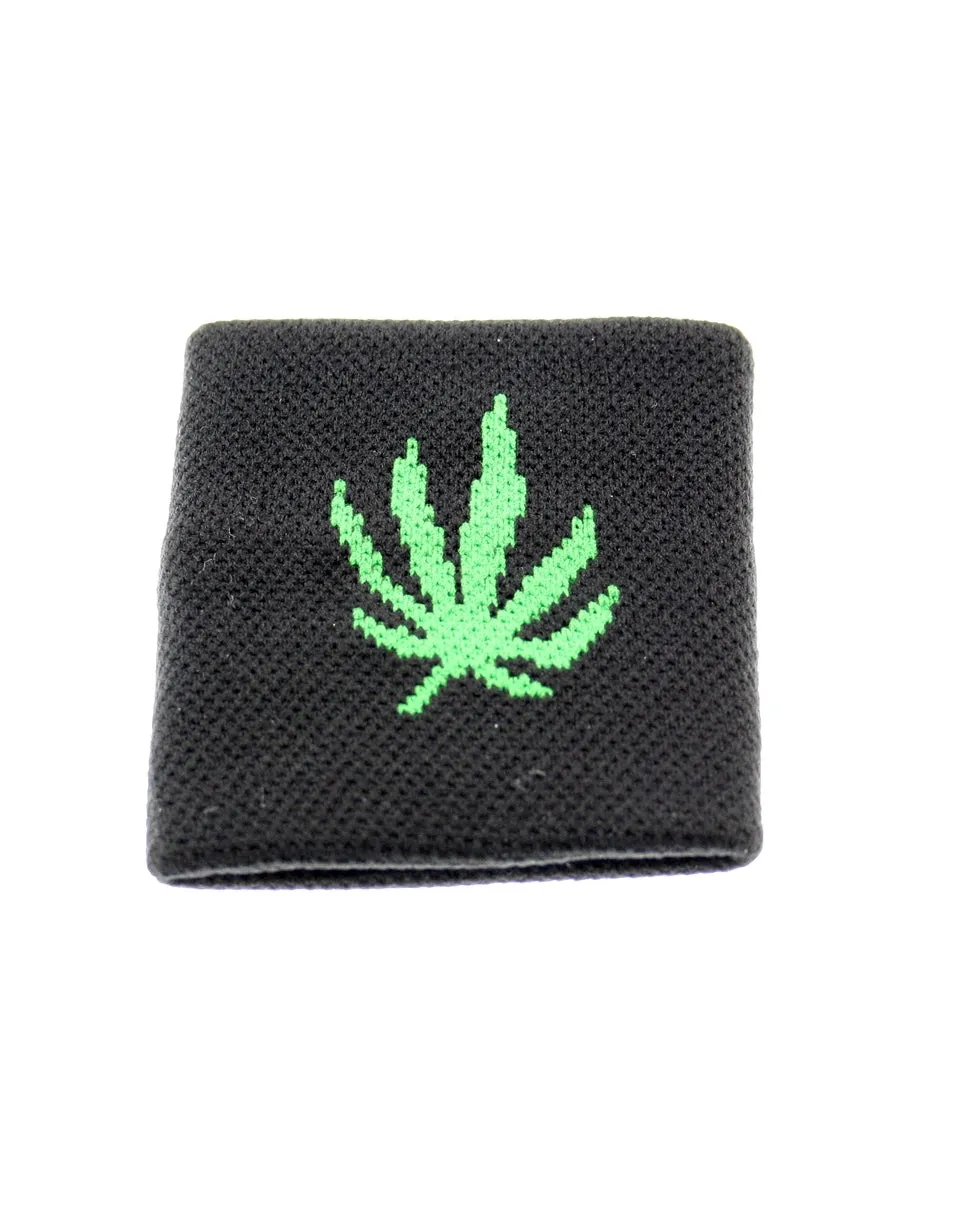 Green Leaf on Black Sweatbands