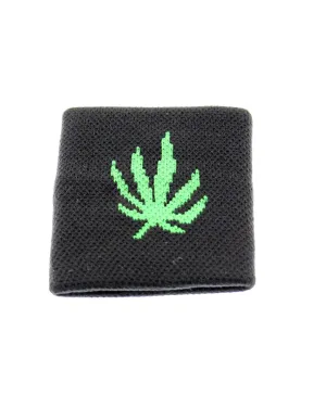 Green Leaf on Black Sweatbands