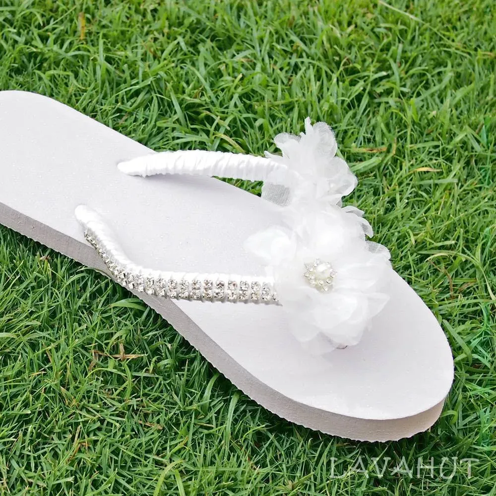 Harmony White Bridal Flip Flops