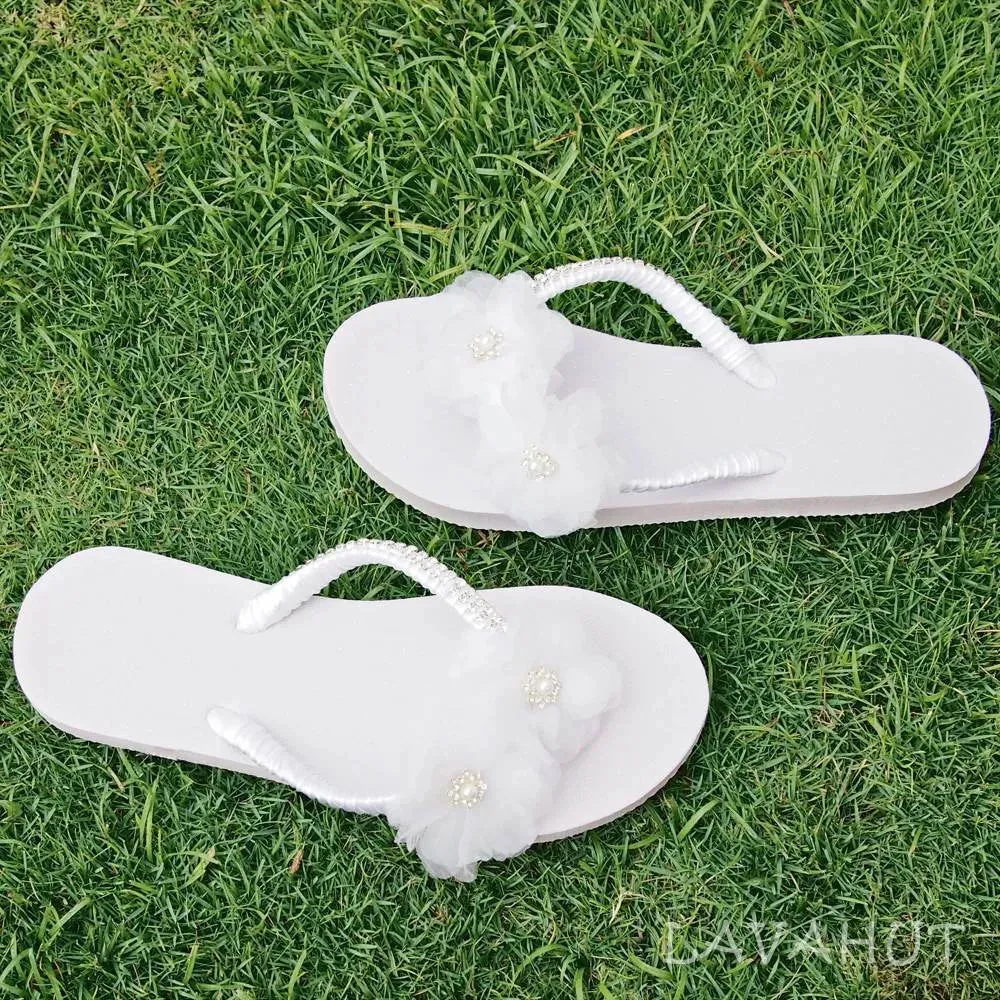 Harmony White Bridal Flip Flops