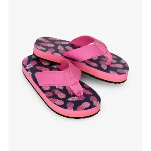 Hatley Party Pineapples Flip Flops Kids-Girls Navy and Pink S20PPK029