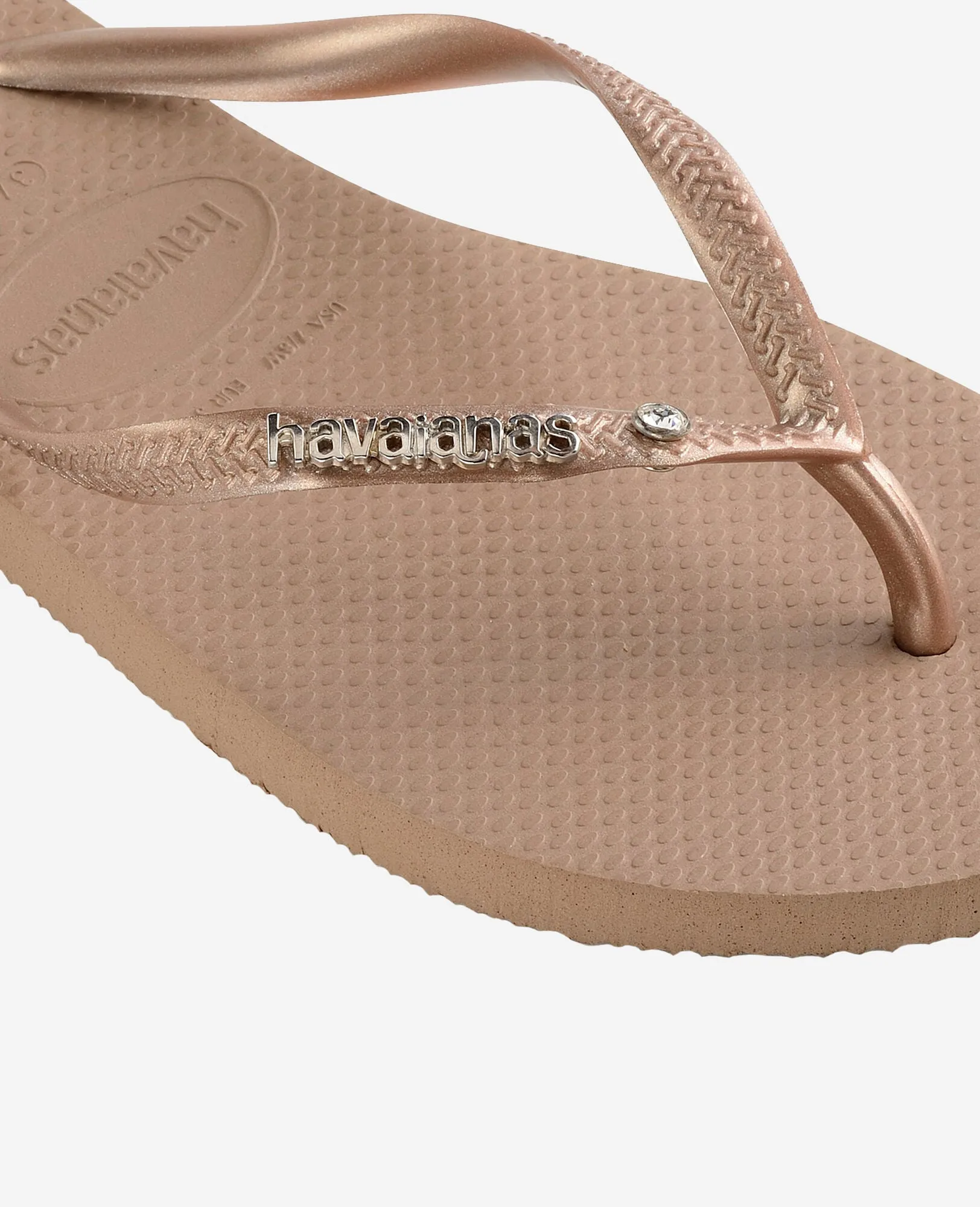 Havaianas Slim Logo Metalic In Rose Gold For Womens