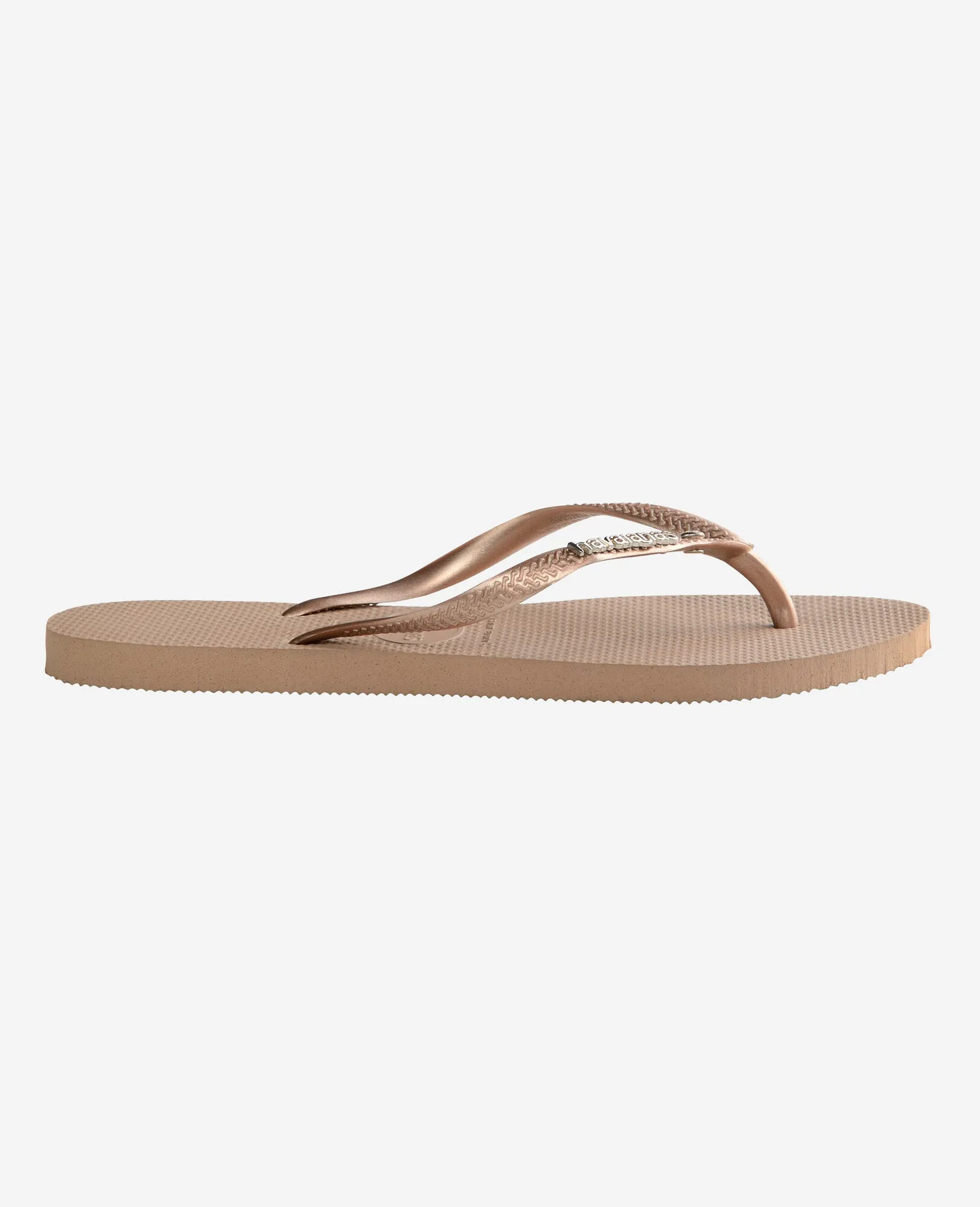 Havaianas Slim Logo Metalic In Rose Gold For Womens