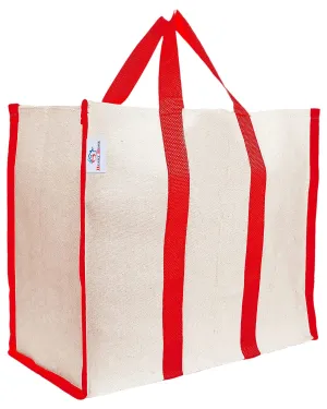 Heart Home Canvas Shopping Bags/Grocery Bag for Carry Grocery, Fruits, Vegetable with Handles (Red) 54HH4015.