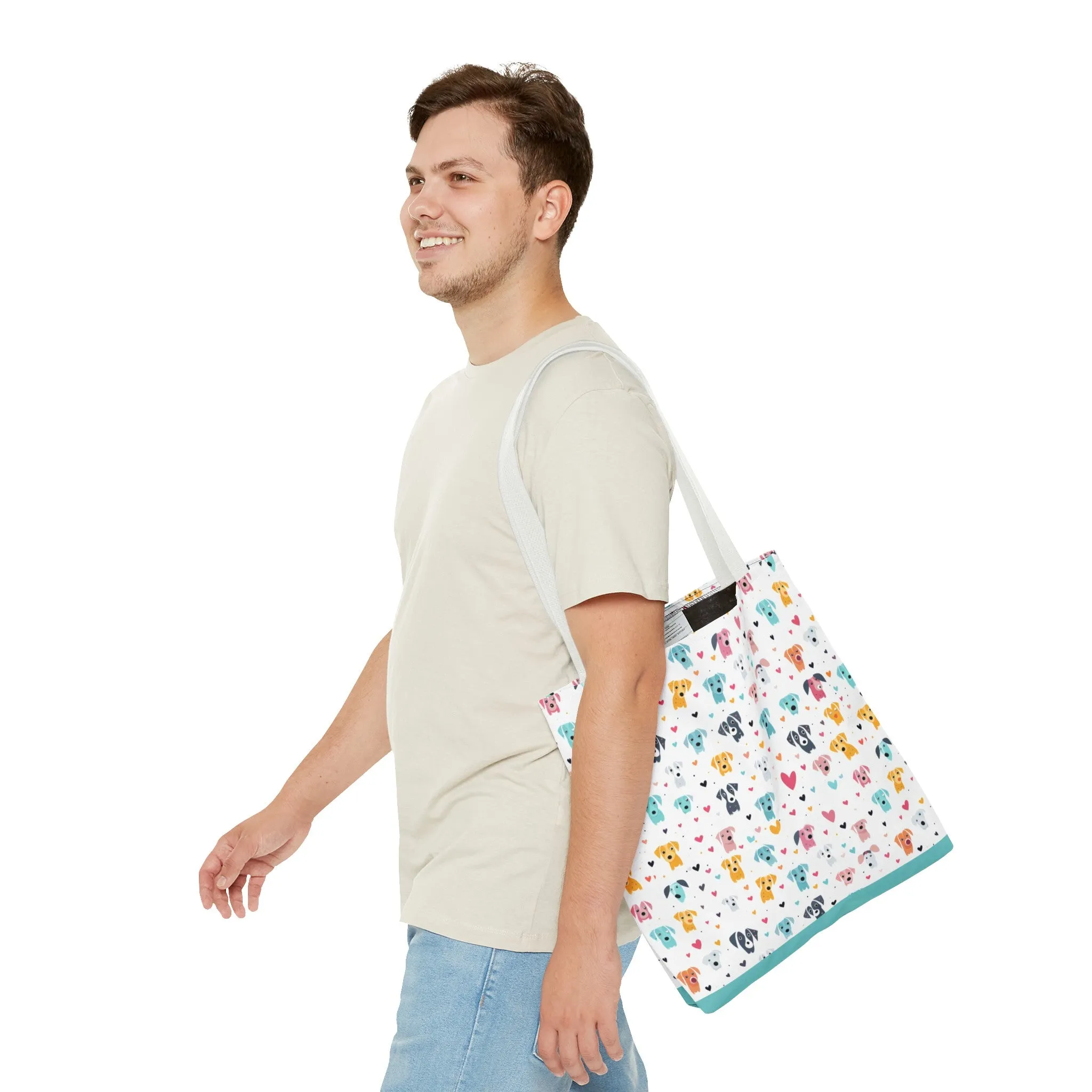 Hearts n' Pups Whimsical Dog Icon Themed Tote Bag