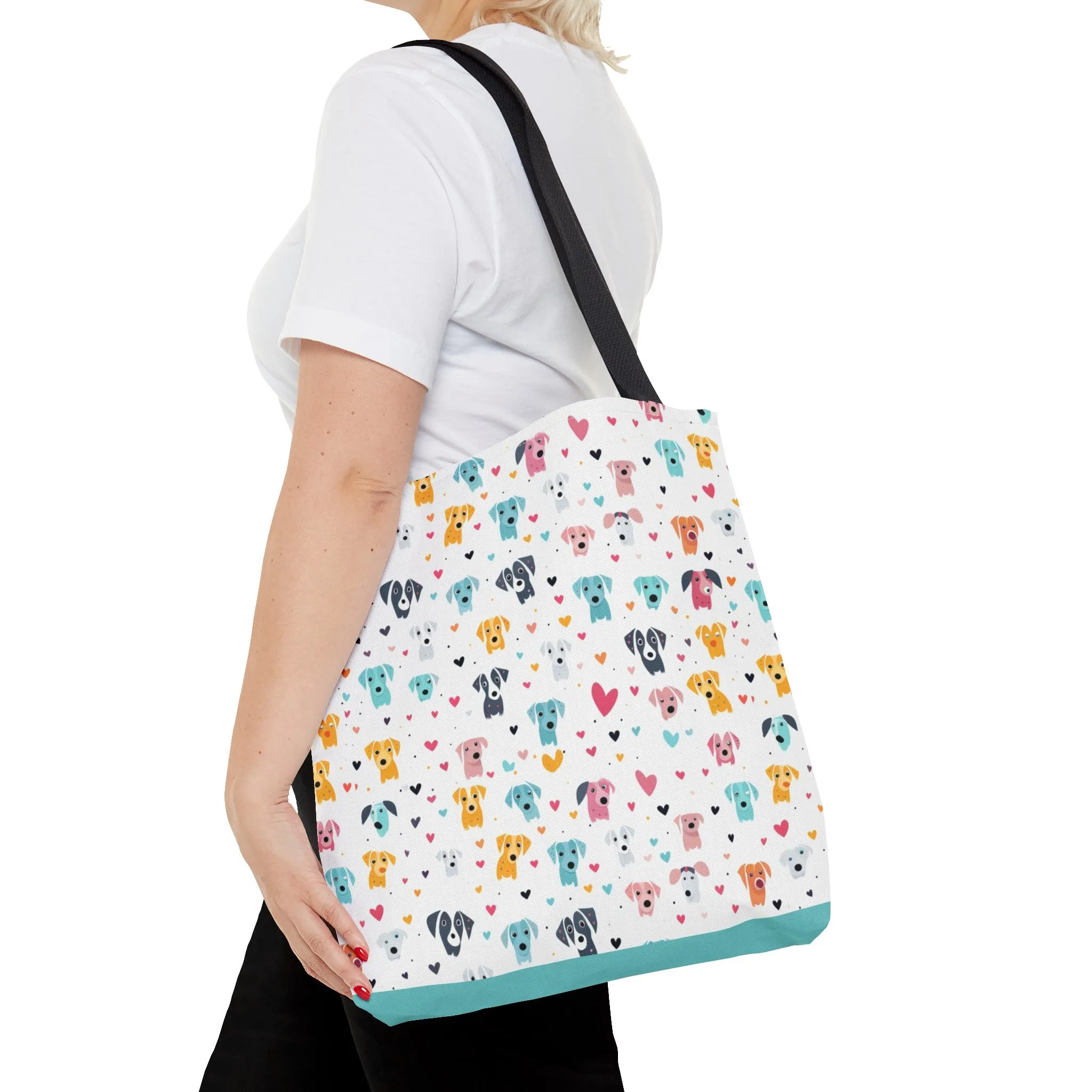 Hearts n' Pups Whimsical Dog Icon Themed Tote Bag