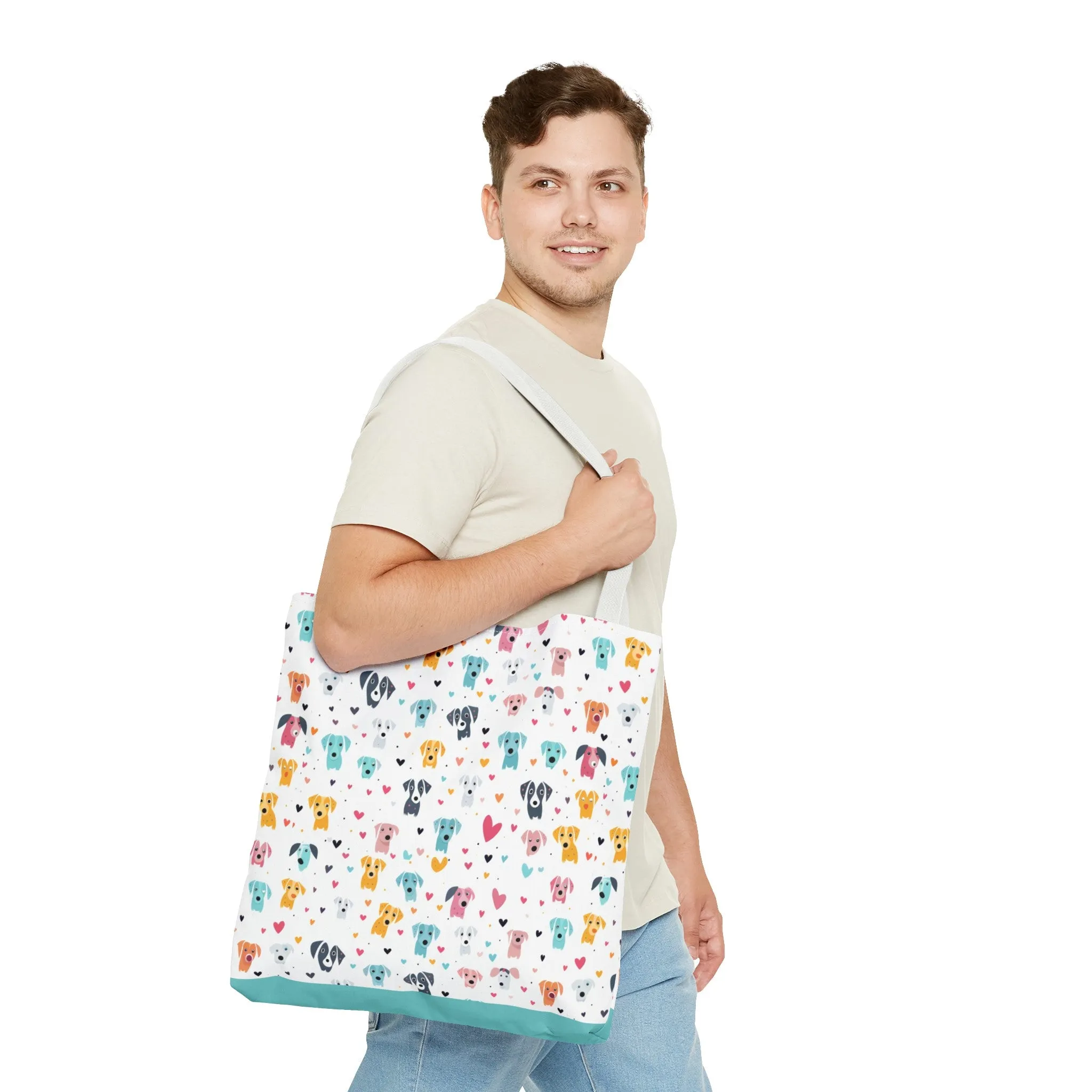 Hearts n' Pups Whimsical Dog Icon Themed Tote Bag