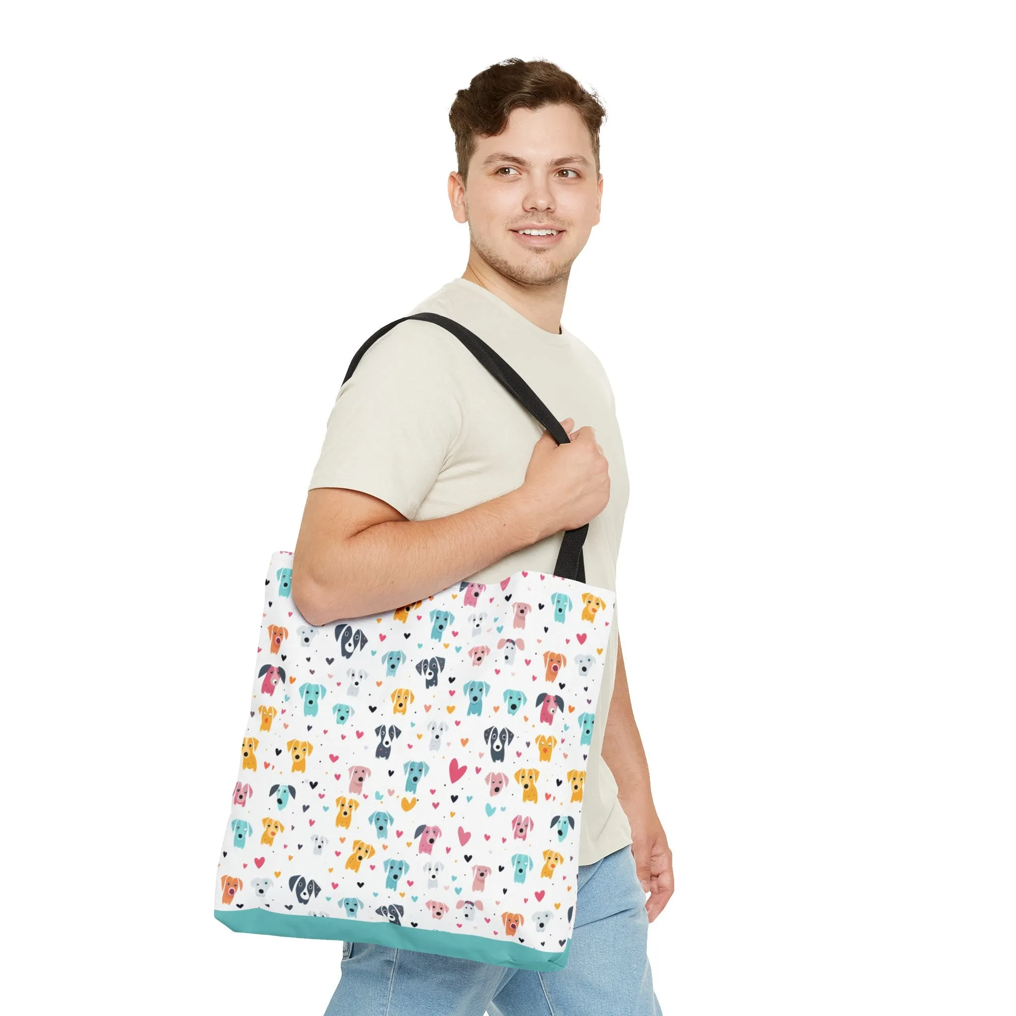 Hearts n' Pups Whimsical Dog Icon Themed Tote Bag