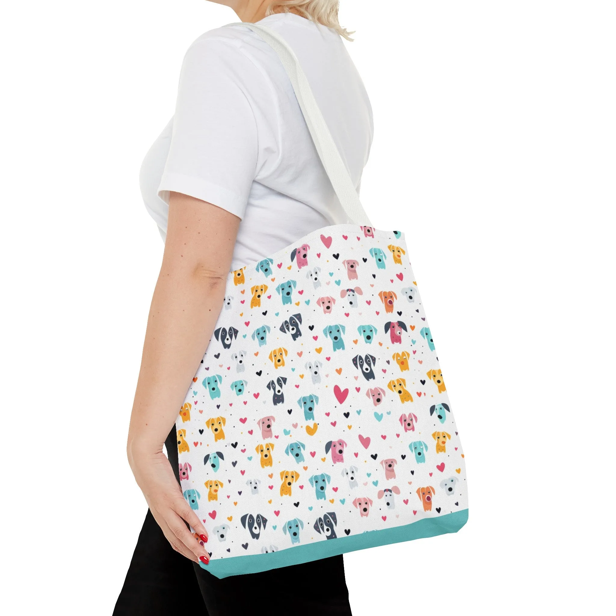 Hearts n' Pups Whimsical Dog Icon Themed Tote Bag