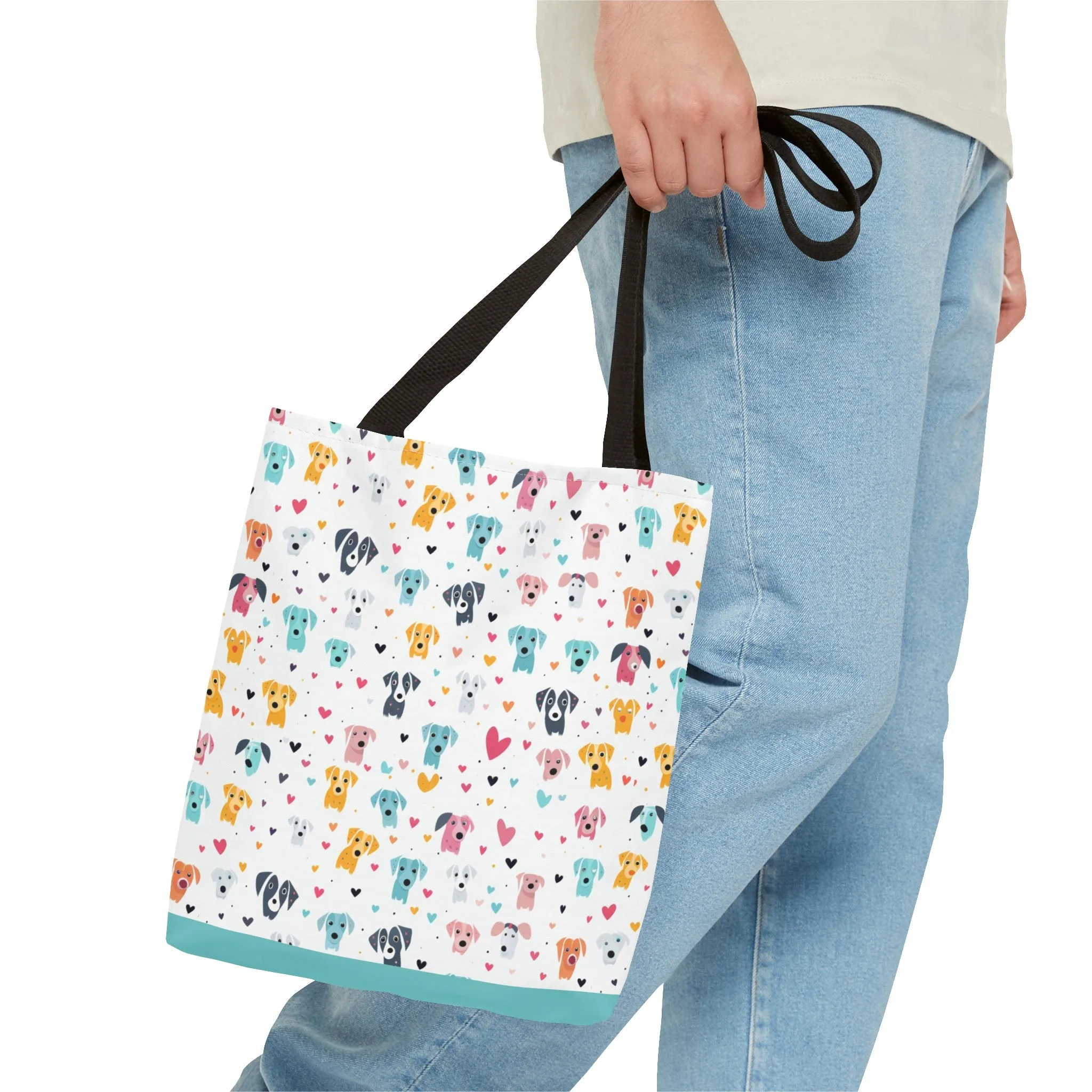 Hearts n' Pups Whimsical Dog Icon Themed Tote Bag