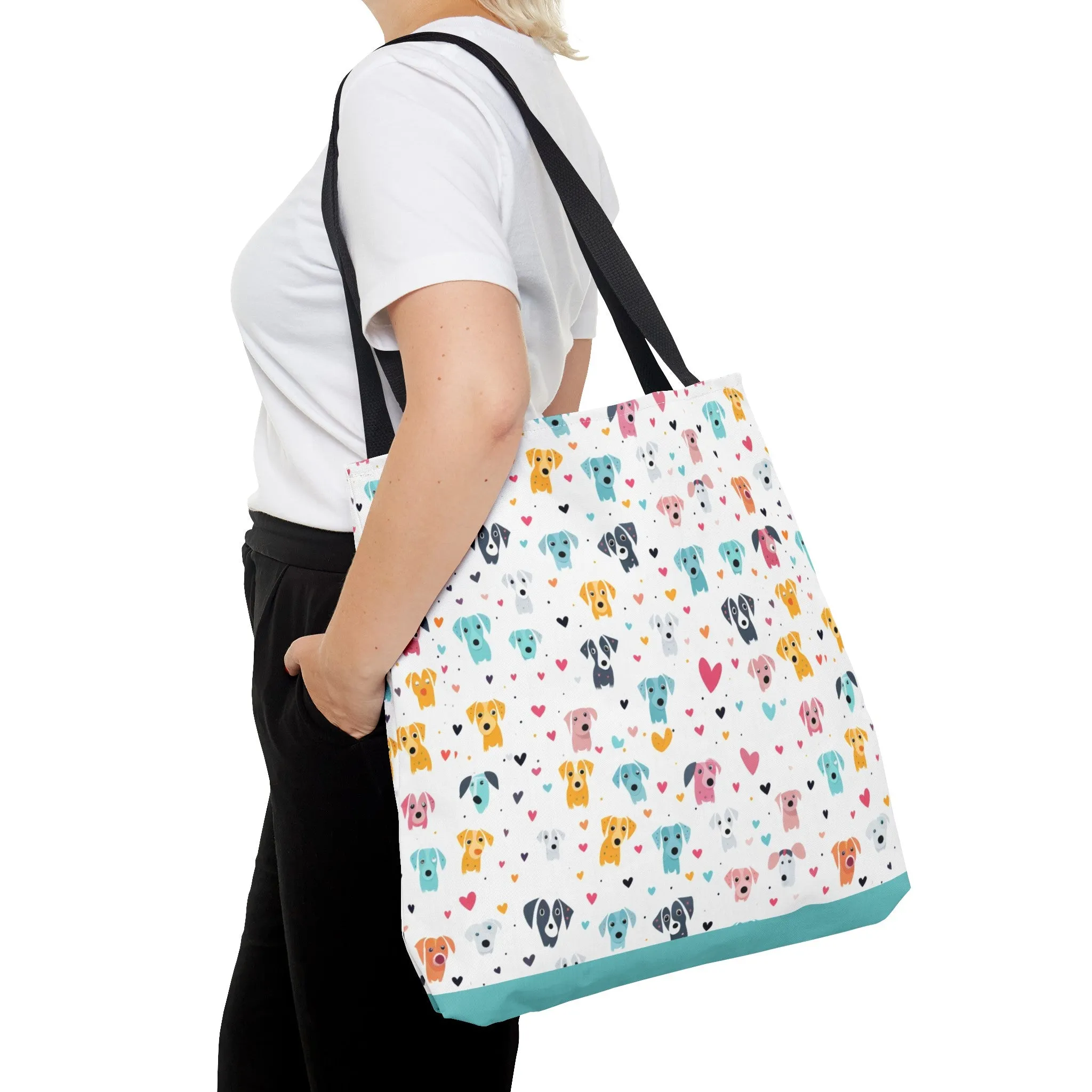 Hearts n' Pups Whimsical Dog Icon Themed Tote Bag