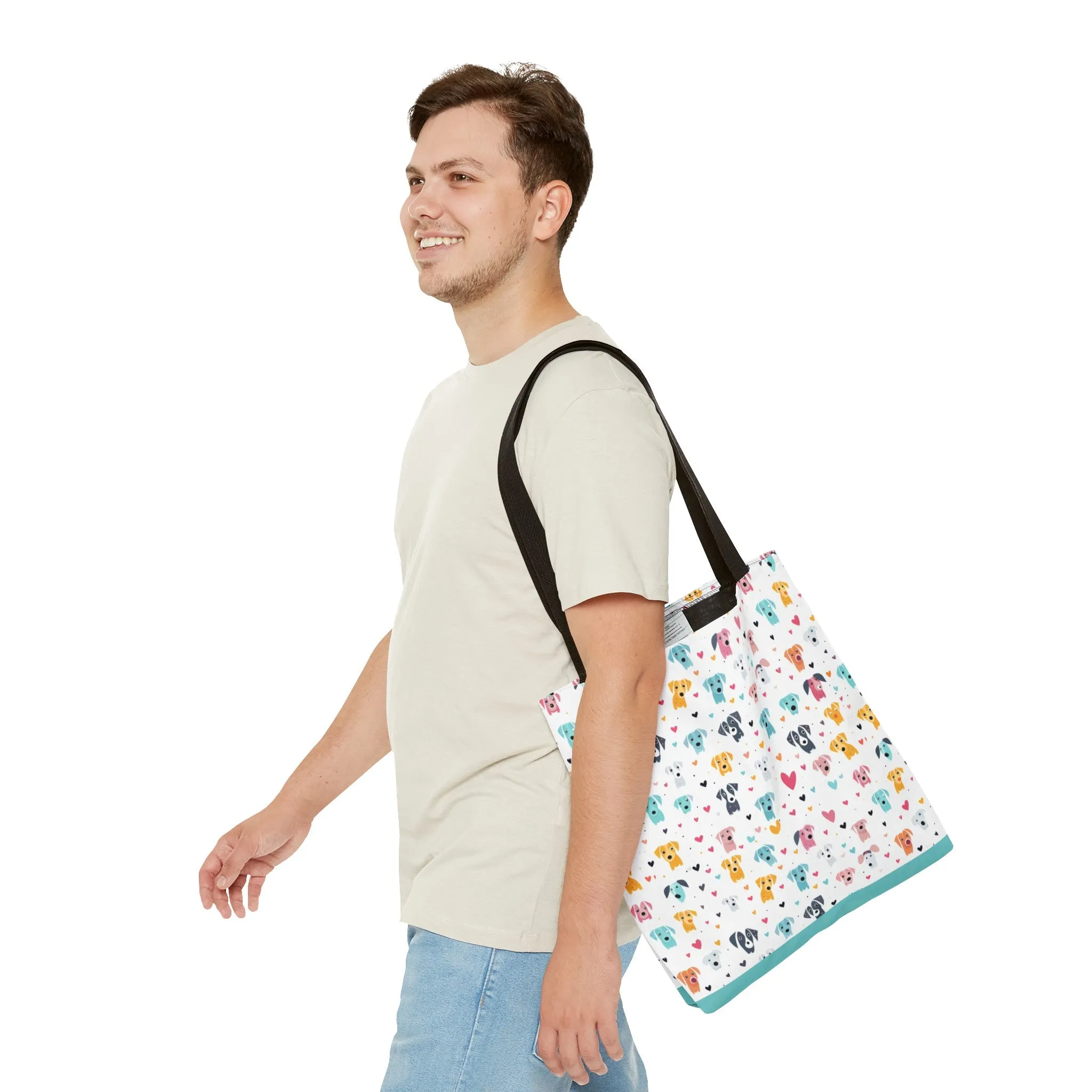 Hearts n' Pups Whimsical Dog Icon Themed Tote Bag