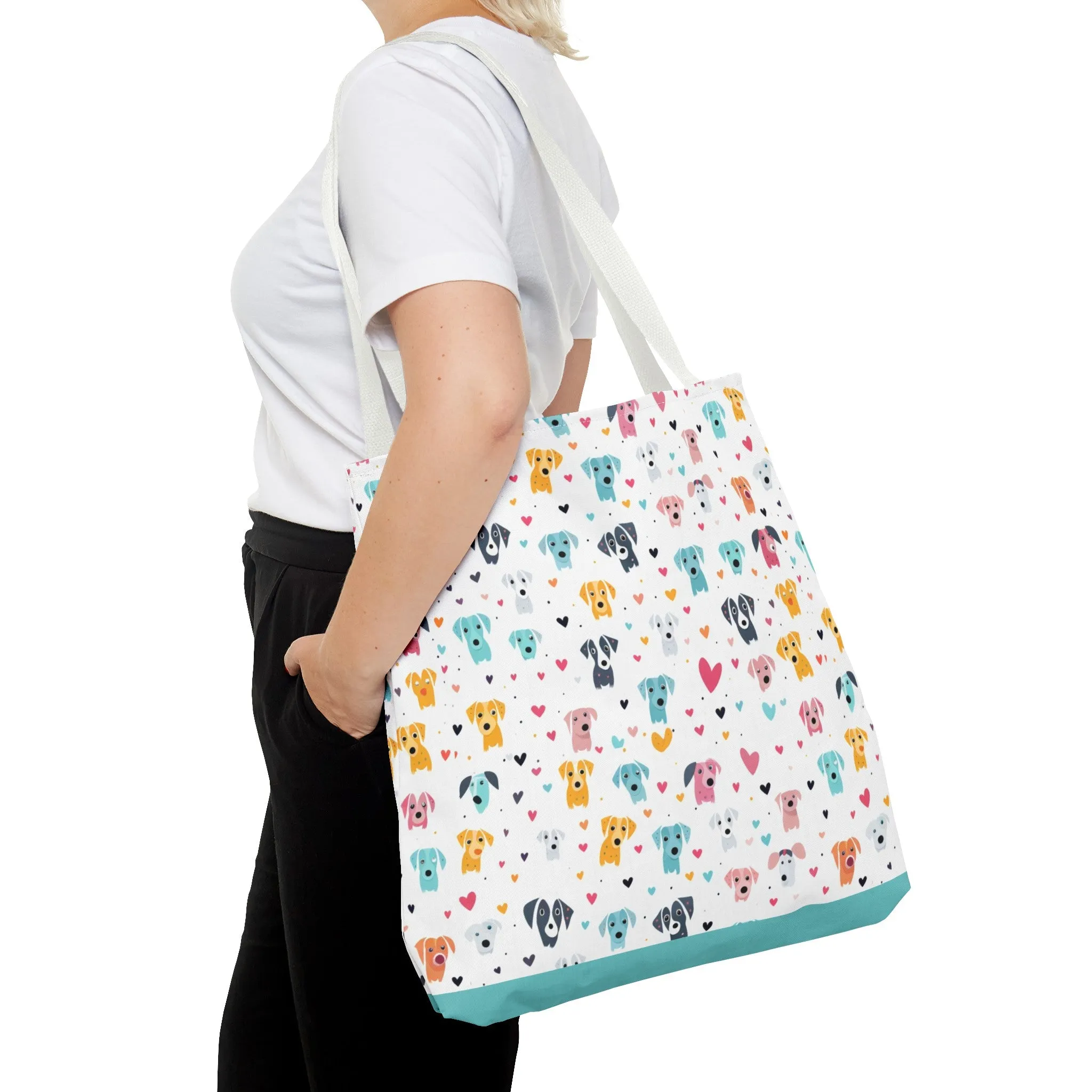 Hearts n' Pups Whimsical Dog Icon Themed Tote Bag