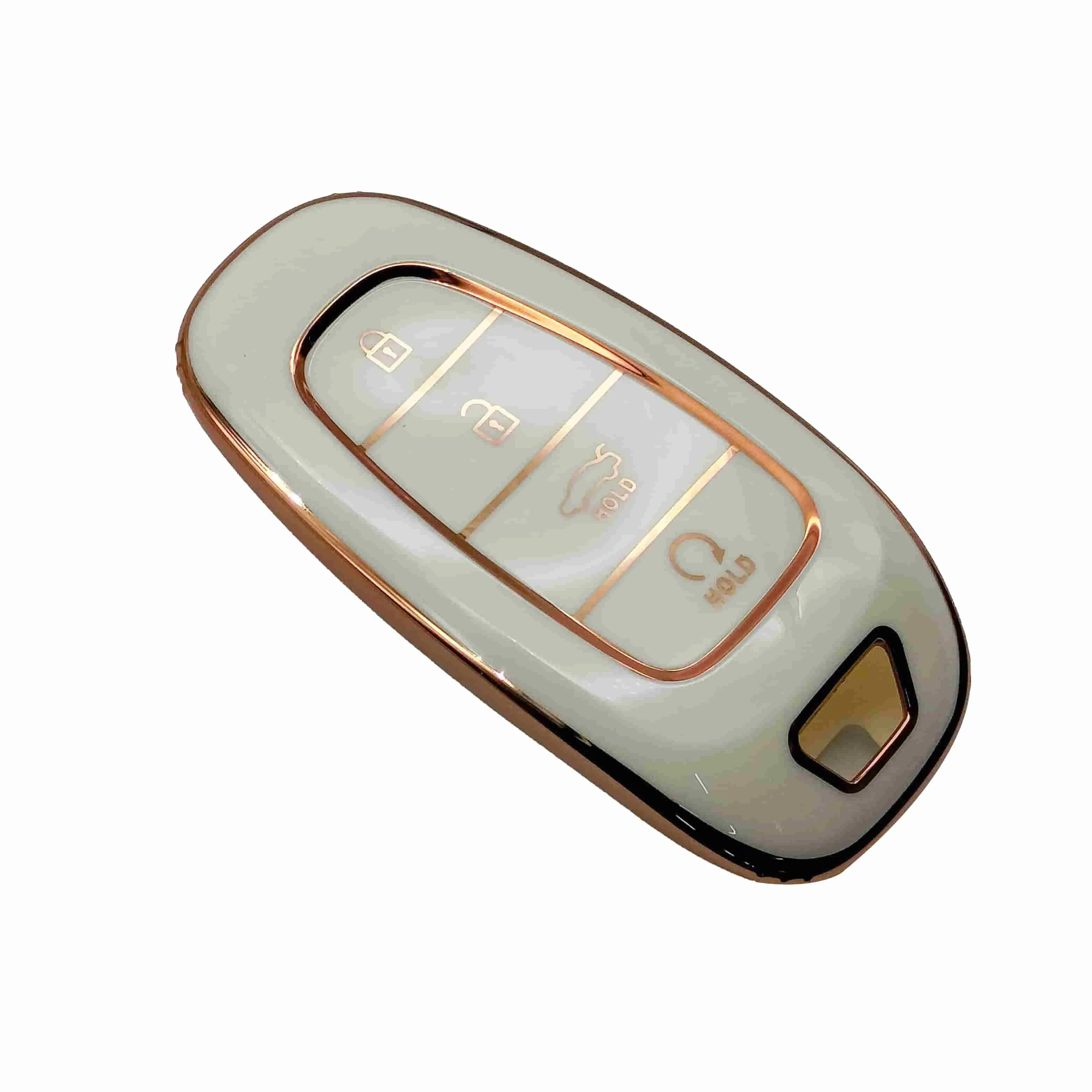 Hyundai Sonata TPU Plastic Protection Key Cover White 4 Buttons - Model 2021-2024