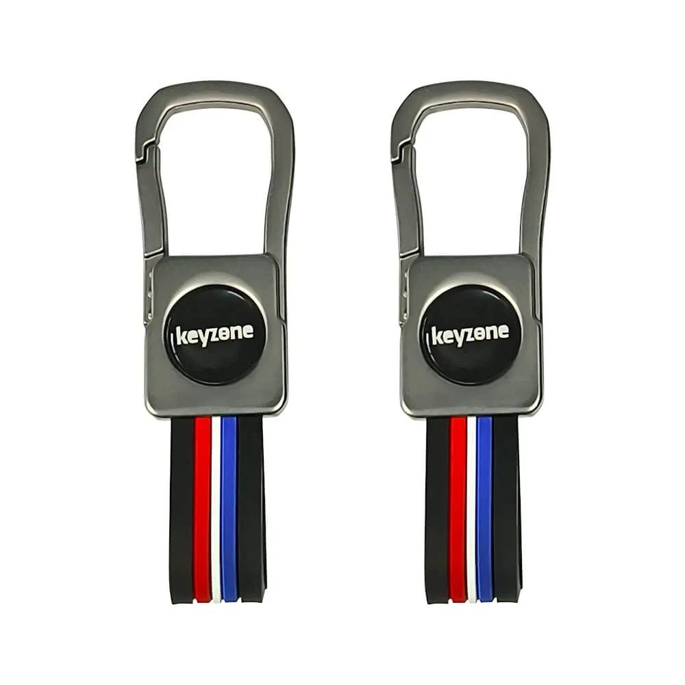 Keyzone pack of 2 metal striped keychain (KZMT_Packof2)