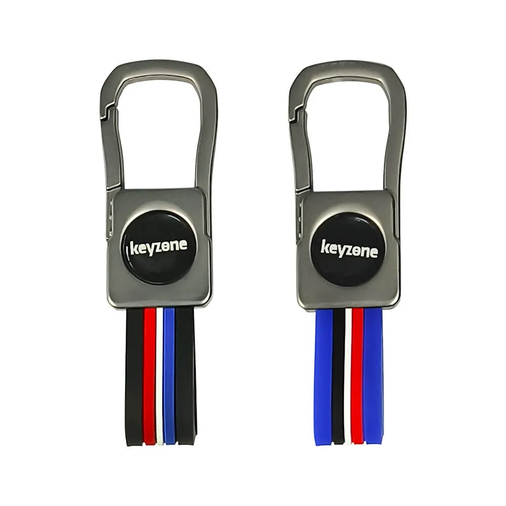 Keyzone pack of 2 metal striped keychain (KZMT_Packof2)