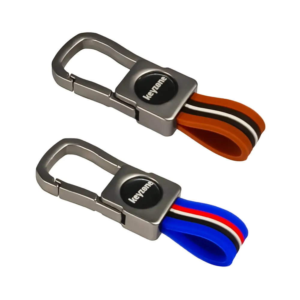 Keyzone pack of 2 metal striped keychain (KZMT_Packof2)