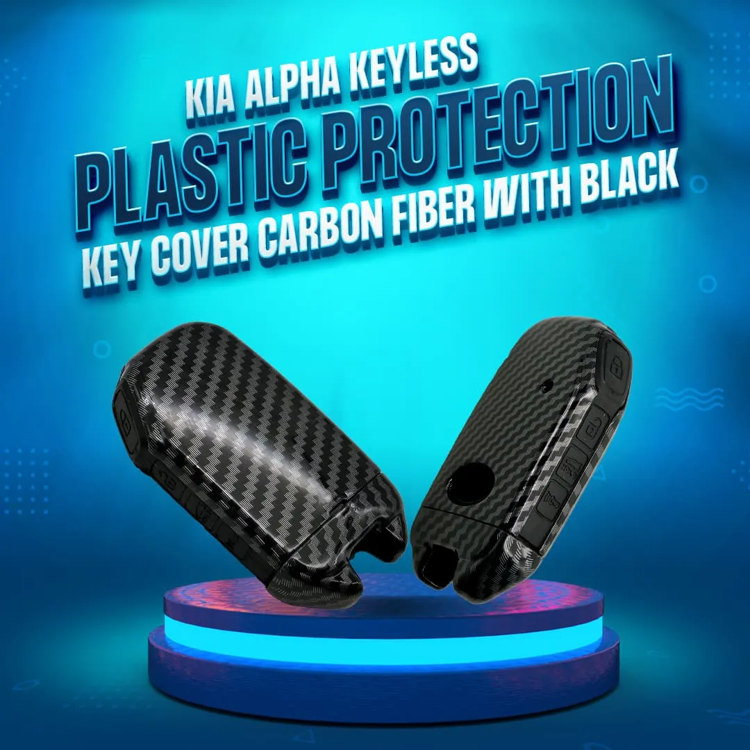 KIA Alpha Keyless Plastic Protection Key Cover Carbon Fiber With Black PVC 4 Buttons - Model 2019 -2021