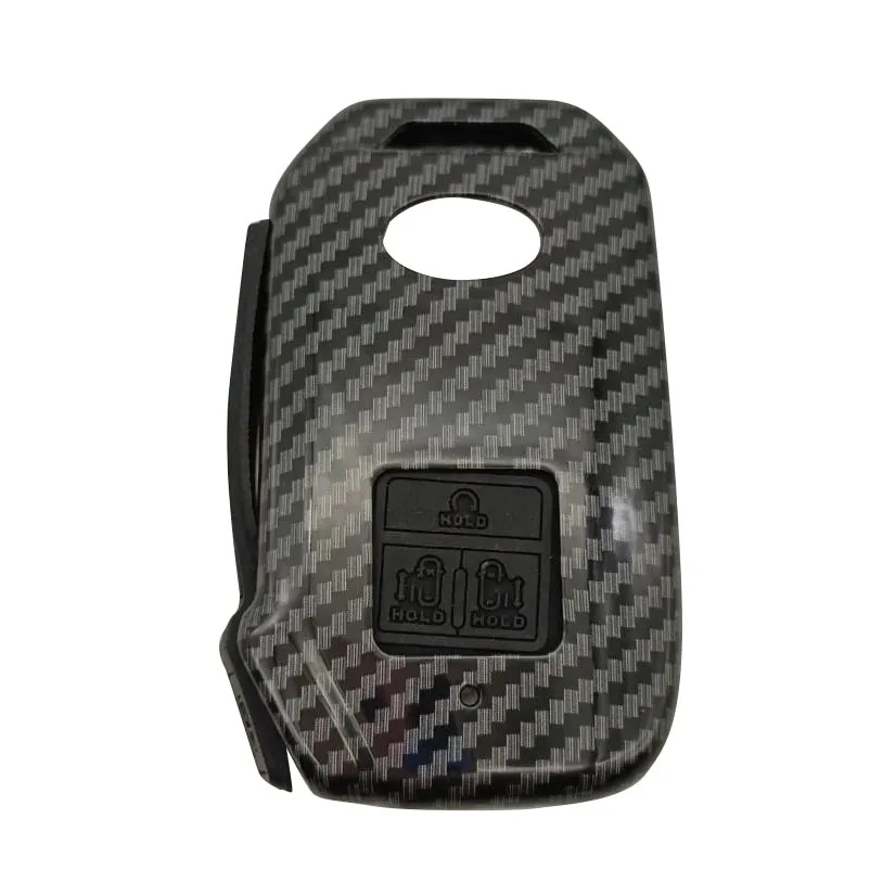 KIA Alpha Keyless Plastic Protection Key Cover Carbon Fiber With Black PVC 4 Buttons - Model 2019 -2021