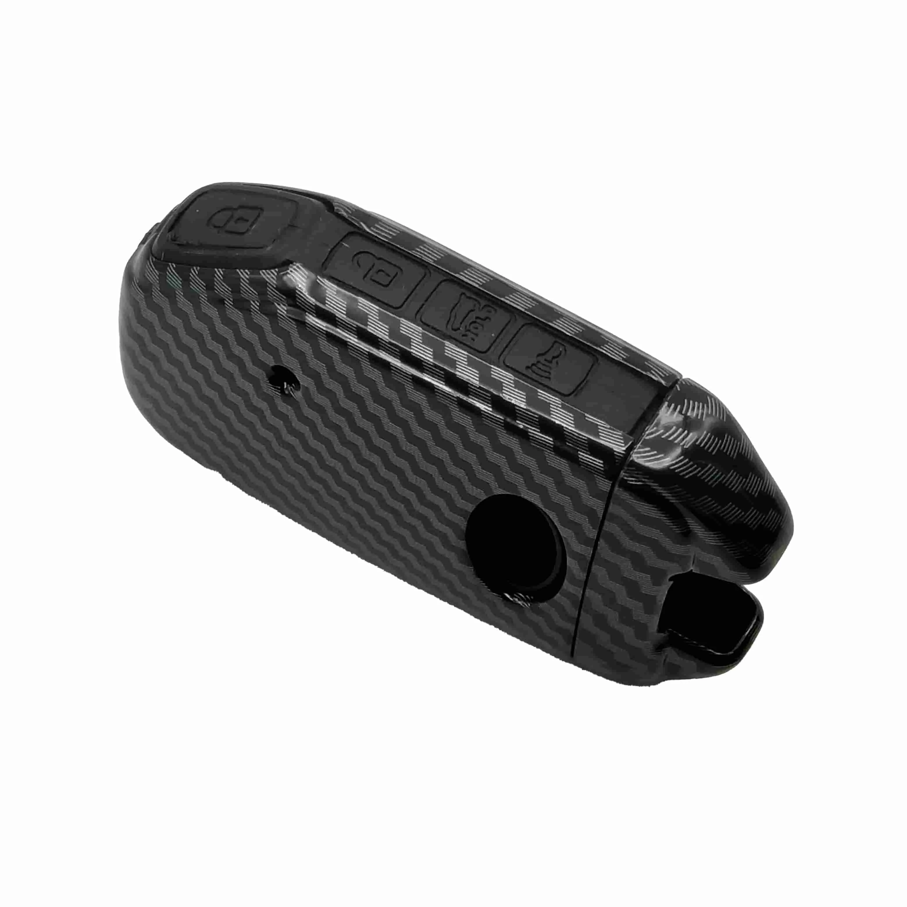 KIA Alpha Keyless Plastic Protection Key Cover Carbon Fiber With Black PVC 4 Buttons - Model 2019 -2021