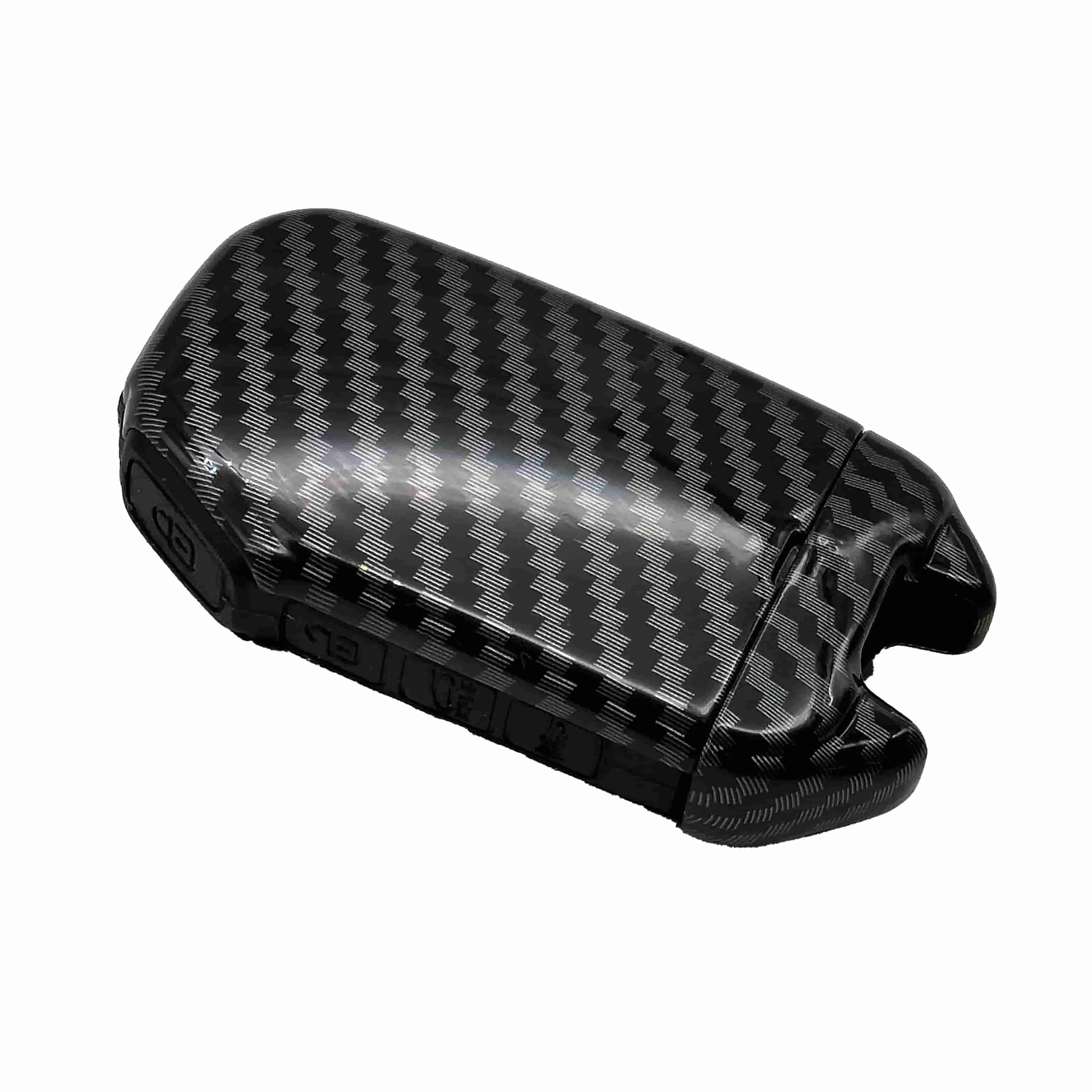 KIA Alpha Keyless Plastic Protection Key Cover Carbon Fiber With Black PVC 4 Buttons - Model 2019 -2021